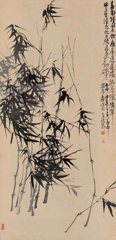 吴昌硕常自谓“四十学诗，五十学画”，并自谦说：“我画非所长，而颇知画理”并承继徐渭、八大山人，将书法、篆刻的行笔、运刀及章法、体势融入艺术实践当中，形成了富有金石味的独特画风。所作花卉木石，笔力老辣，…