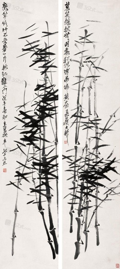 吴昌硕常自谓“四十学诗，五十学画”，并自谦说：“我画非所长，而颇知画理”并承继徐渭、八大山人，将书法、篆刻的行笔、运刀及章法、体势融入艺术实践当中，形成了富有金石味的独特画风。所作花卉木石，笔力老辣，力透纸背，纵横恣肆，气势雄强。