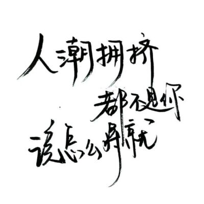 秀丽笔 笔笔墨字 文字控 小清新 文艺 人潮拥挤 都不是你 该怎么将就