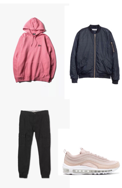 Top:Stussy/Bottoms:Vans/Outwear:H&M/Shoes:Nike W Air Max 97 PRM Pink Scales