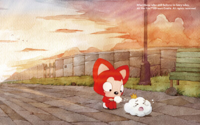 第一次见面的时候，阿狸问：“你是……可以吃的棉花糖吗？”小小云哭着说：“不要吃我，我是小小云。”遇见真好。