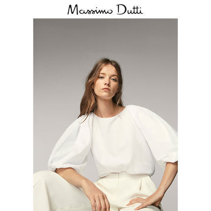 Massimo Dutti 女装 全棉泡泡袖设计府绸衬衫 05157514250