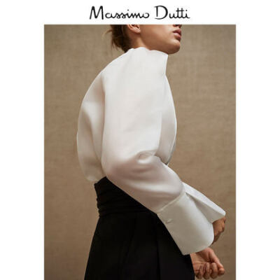 Massimo Dutti 女装 限量版前兜设计透明硬纱衬衫 05137555250