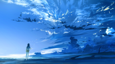 Anime 2183x1228 sky blue clouds