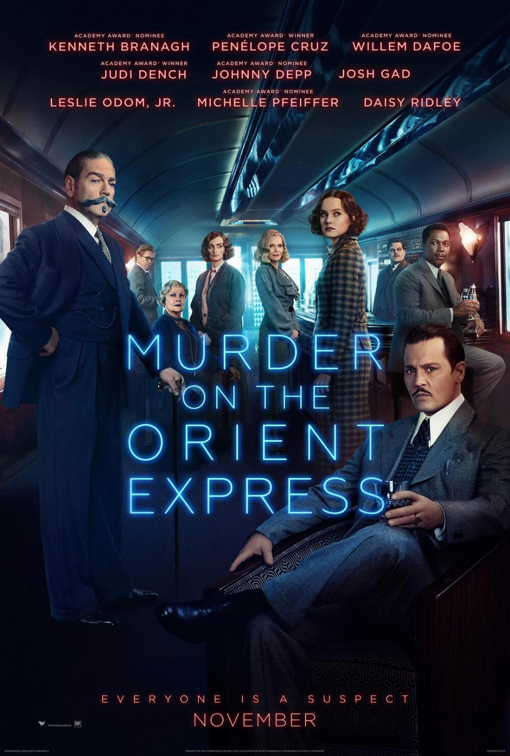 【东方快车谋杀案 Murder on the Orient Express】我是冲着Depp去看的，没想到电影还没到一半就…… -_-b 原著我很早前就看过了，当电影结束后我想起当时我也想过的这个问题：何为正义呢？本想说，无论如何犯罪就是犯罪啊，但我发现还是很难把这个想法作为绝对的答案。很显然，聪明如波洛也没有答案（然而对此我仍然感到惊讶）。