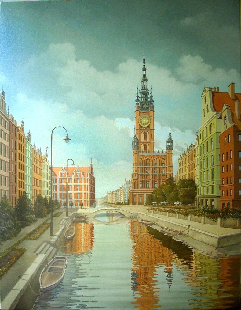 城市景观罗穆勒久里的彩铅风景画