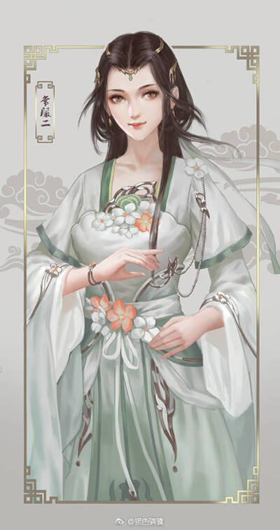 手绘古风白衣女子
画师：银色骐骥