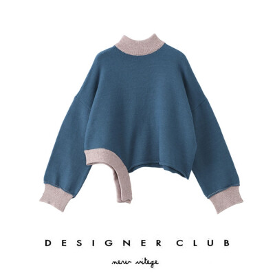 Designer club / 2017冬季新款个性宽松不规则时尚保暖套头毛衣女