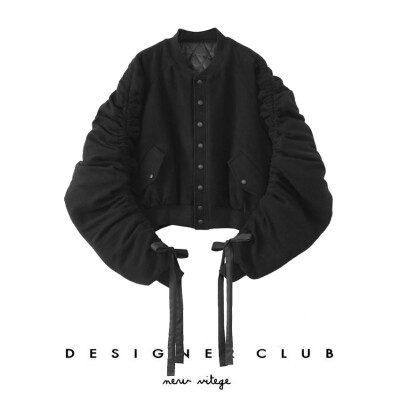 Designer club / 外套女冬装2017新款潮个性韩版抽皱宽松加厚短款