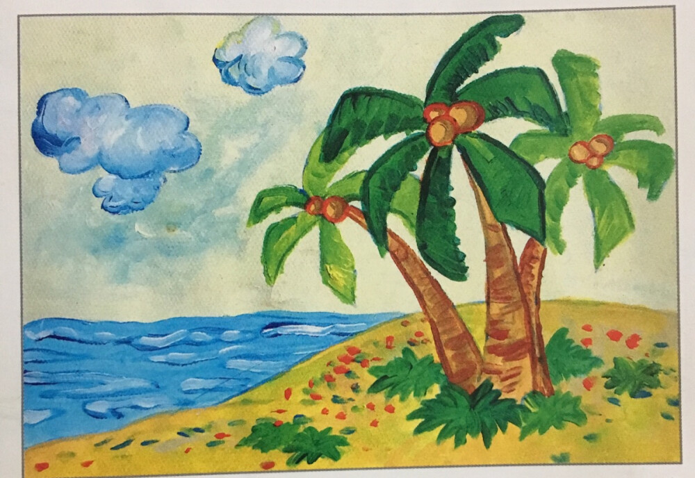 海南风景儿童绘画图片