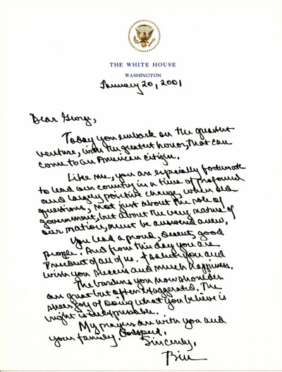 Bill Clinton letter to GWB