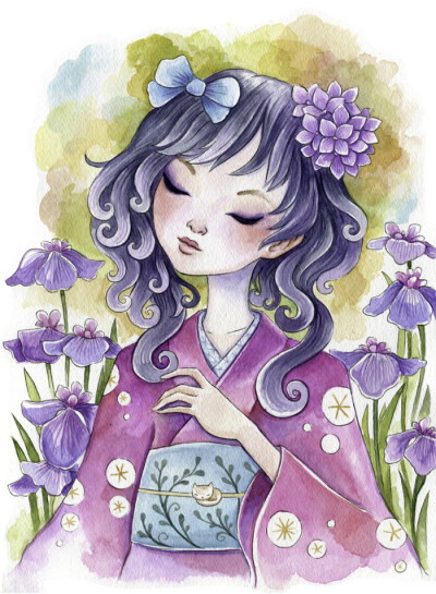 少女 水彩 插画 Jeremiah Ketner