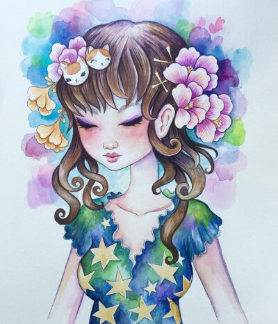 少女 水彩 插画 Jeremiah Ketner