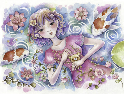 少女 水彩 插画 Jeremiah Ketner