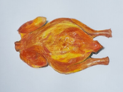 我的彩铅画作品 烤鸡