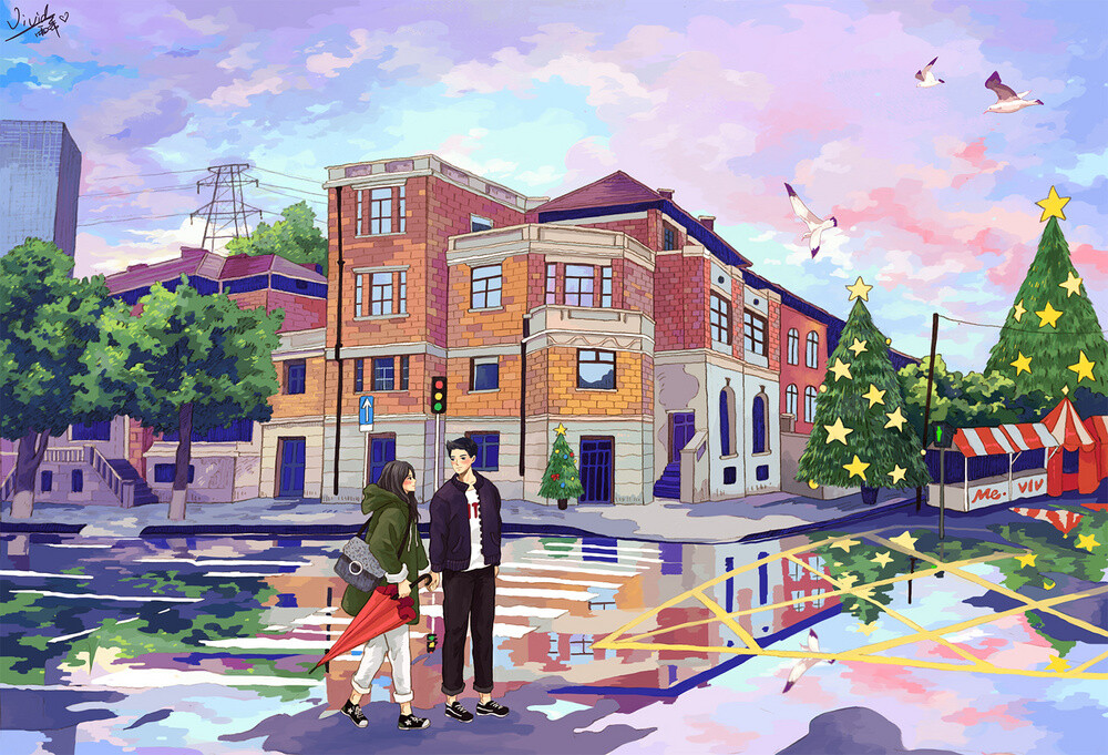 清新唯美插画 作者：vivid雨希