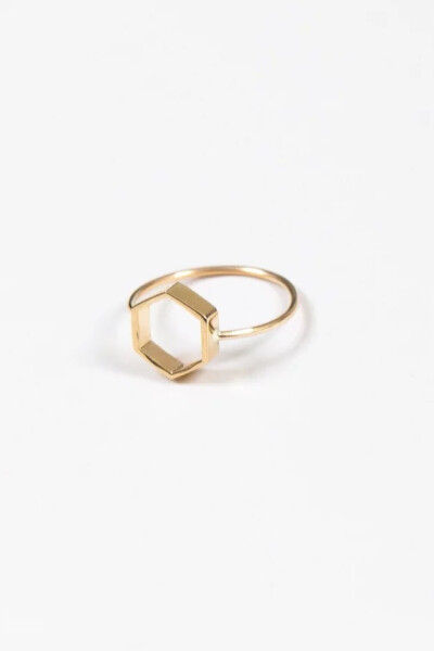 六边形极简戒指Mociun Hexagon Ring in Gold【支】