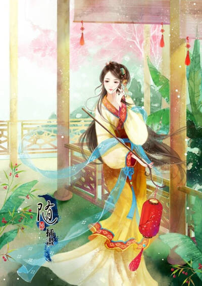 手绘古风提灯女子
画师：养猫画画的随随