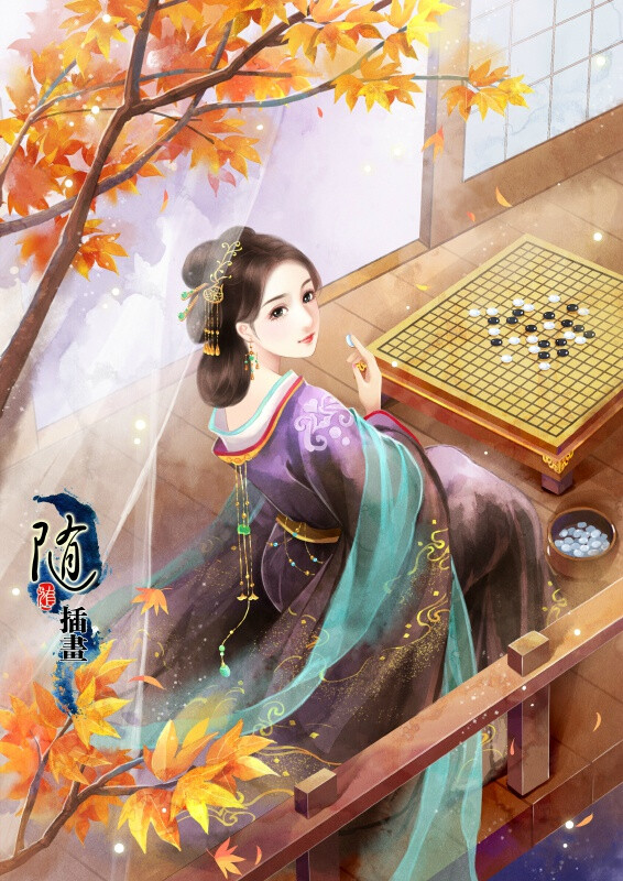 手绘古风黑衣女子
画师：养猫画画的随随