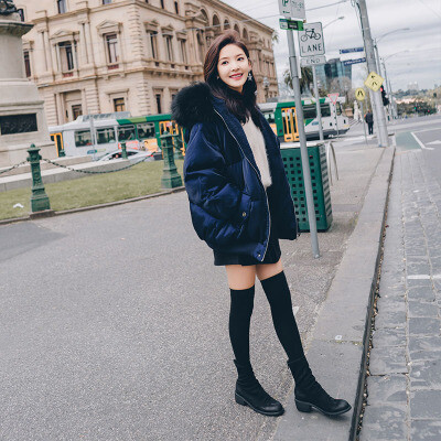 2017冬季新款韩版大毛领短款棉衣女宽松加厚羊羔毛内胆面包服外套