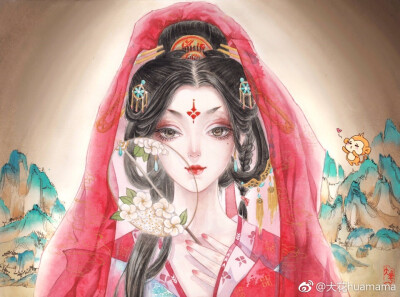 手绘古风持扇女子
画师：大花huamama