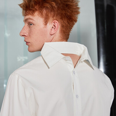LEONSENSE设计师男装 双面设计感纯棉加厚衬衣绣花合身型冬季
