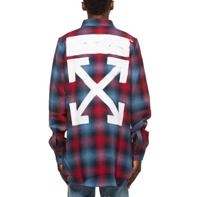 途中OFFWHITE CO VIRGIL ABLOH 17FW 红蓝 箭头 呢子衬衫厚