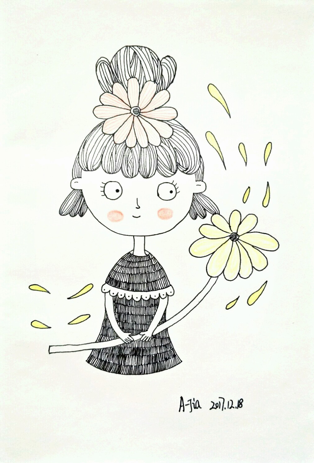 第85幅，简笔画小女孩（2）