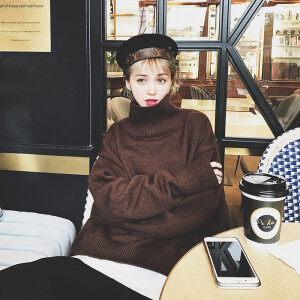 milktina定制款百搭慵懒高领纯色毛衣三色入