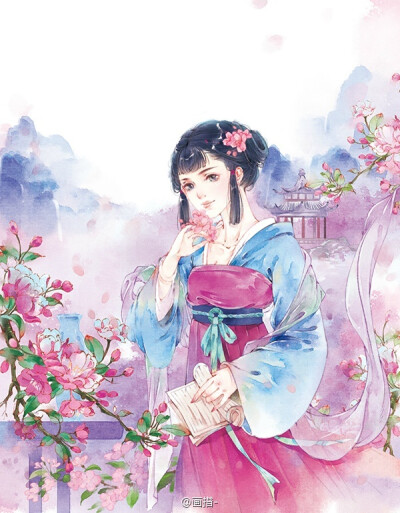 手绘古风持书卷女子
画师：画措