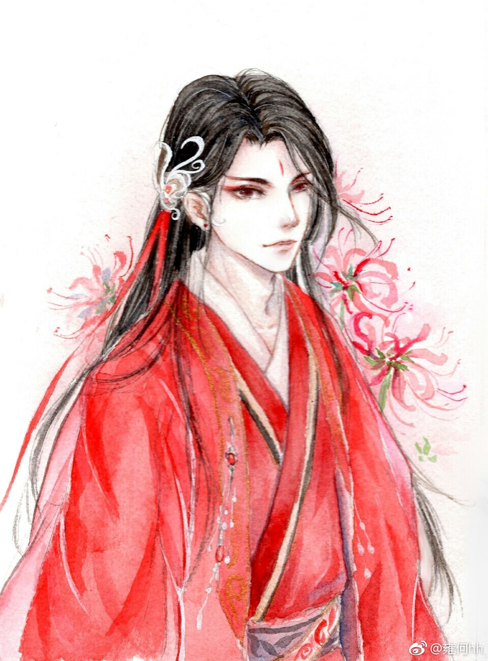 古风水彩美男作者雍何hh