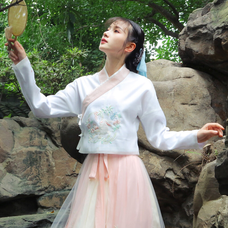 钟灵记原创【月夕】汉元素改良汉服女袄裙兔绣花日常春夏秋非古装