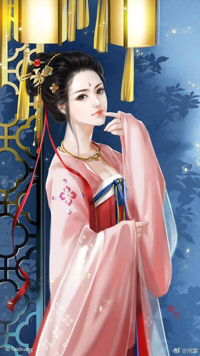 手绘古风粉衣女子
画师：飛霜