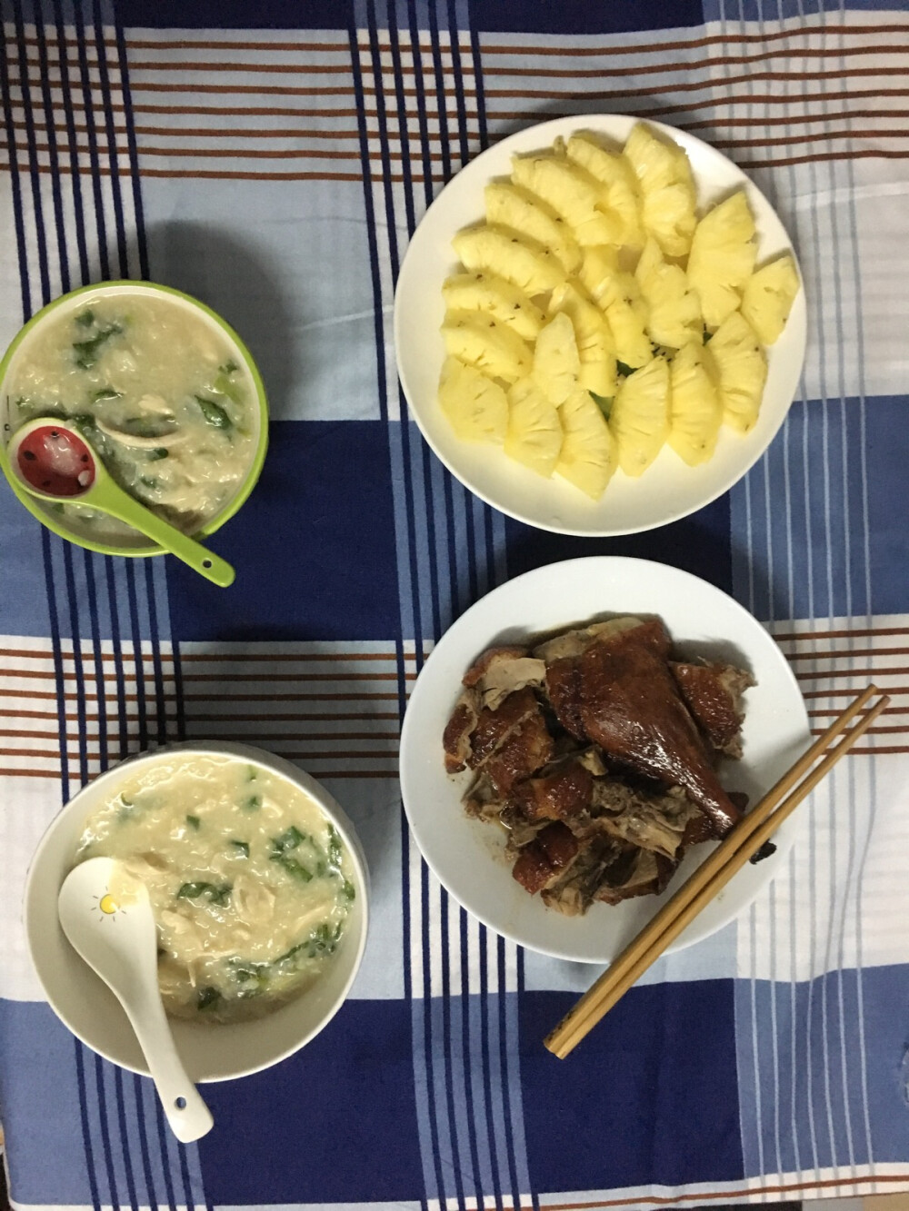 20171221鸡粥+菠萝+烧鸭