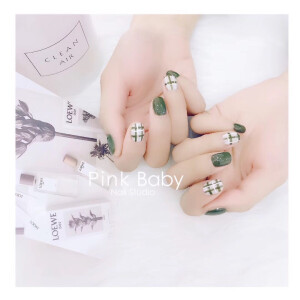 __美甲❀小清新 草绿 格子