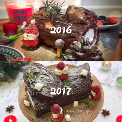 20171224早！X'mas eve今天平安夜 但是我们早起就吃美味的树桩蛋糕！和美厨娘小分队约的一发每年都要做的圣诞蛋糕！黑巧克力干那许味道没得说！法芙娜当真是太香了！#每日两人份早餐ByFiona# #Fiona的小厨房#