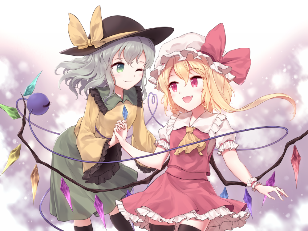 Tags: Fanart, Touhou, Wallpaper, Flandre Scarlet, Komeiji Koishi, minusT, Twitter