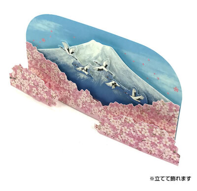 日本购回 万用新年立体樱花富士山贺卡 圣诞节春节感谢商务卡片