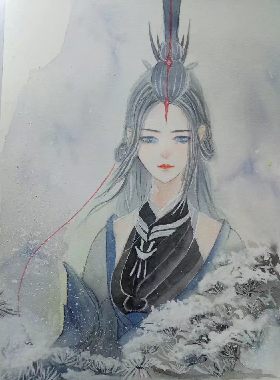 水彩，道姑