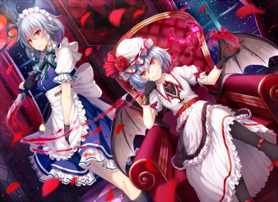 Tags: Fanart, Touhou, Remilia Scarlet, Izayoi Sakuya, Pixiv, Fanart From Pixiv, Sen Kagura