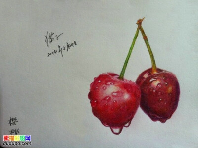 #彩铅画# 樱桃