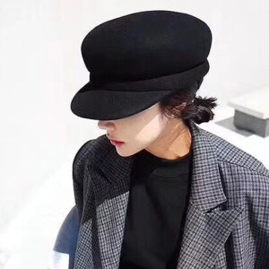 1212  异形鸭舌帽女士毛呢礼帽欧美简约休闲帽时尚潮女帽羊毛