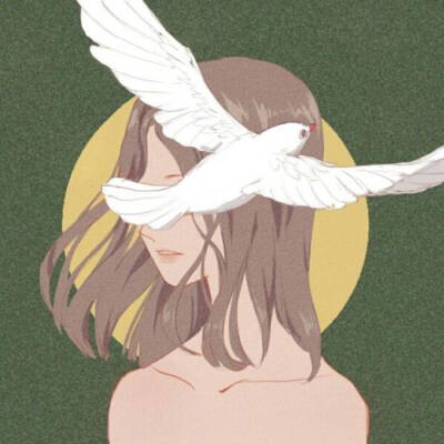 绘画漫画 鸽子 美少女 和平