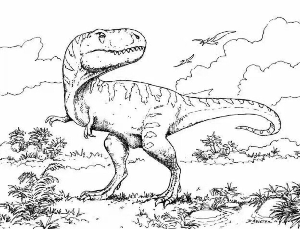 恐龙线描作品图片