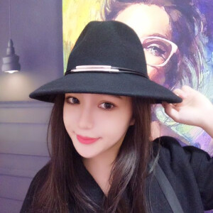 1212  黑色礼帽男女通用欧美风爵士宽檐羊毛帽百搭潮人帽