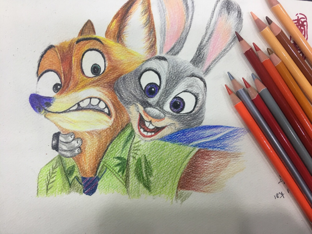 立体感没画好！彩铅，疯狂动物城！