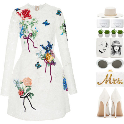 A fashion look from November 2017 featuring white long-sleeve dresses, white pumps and white purse. Browse and shop related looks.