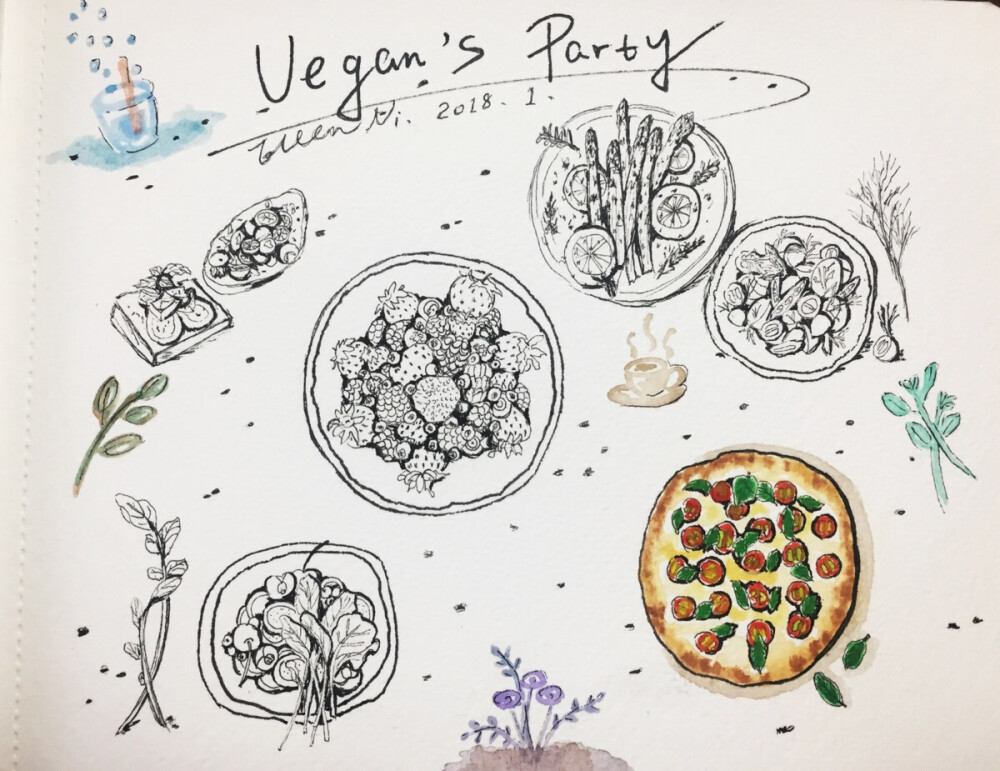 vegan’s party 線稿。未完待續(xù)