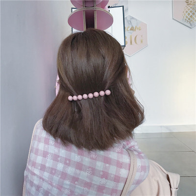 韩国chic风法式粉色优雅发夹气质豆沙粉圆豆豆长夹后夹发饰女F016