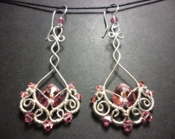 Rose swarovski earrings wire jewelry